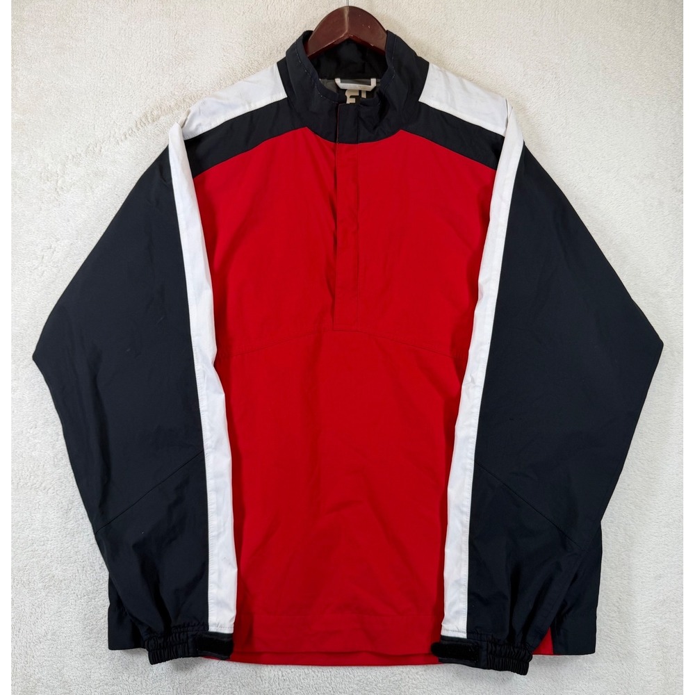 FootJoy DryJoys Mens XL Golf Windbreaker Jacket Red Black White 1/4 Zip Pullover